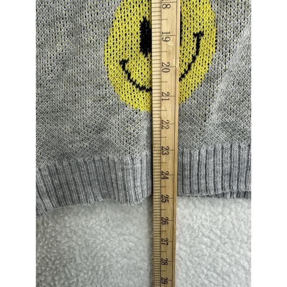 Just Polly Pullover Smiley Sweater, Gray and Yellow, Girls M Pre-owned - Picture 4 of 5
